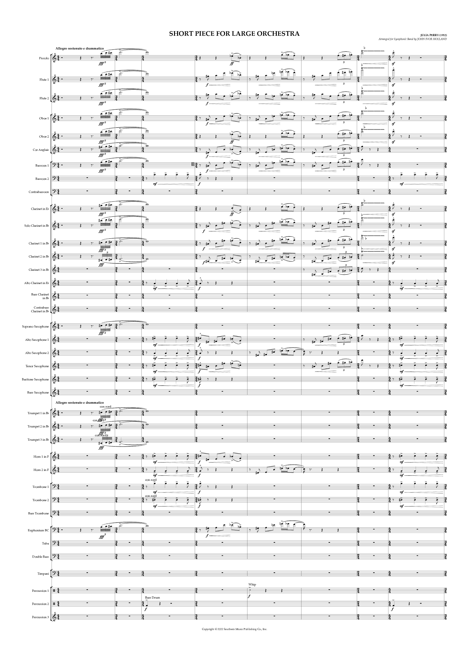 Short Piece For Large Orchestra (arr. John Ivor Holland)