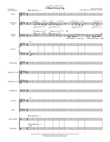I Won't Give Up (arr. Luke Furman)