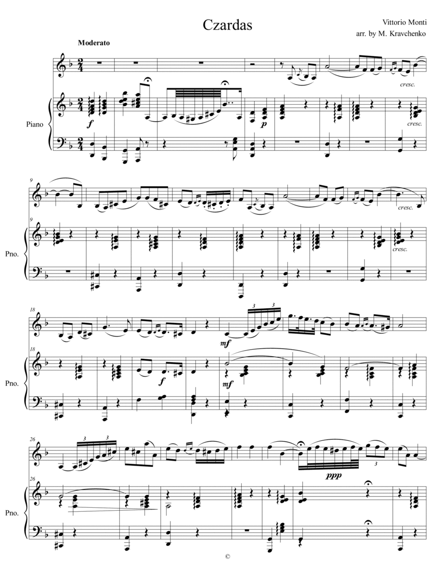 Vittorio Monti - Czardas for Oboe and Piano (arr. Maksym Kravchenko)