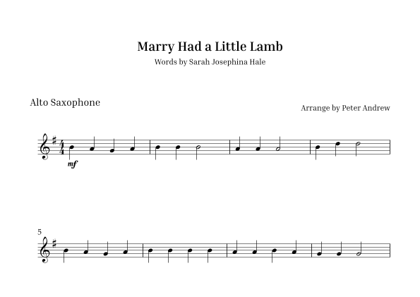 Marry Had  a Little Lamb (arr. Peter Andrew)