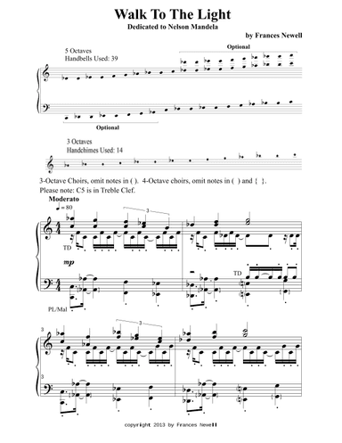 Walk to the Light-for Handbells-optional Chimes - Score Only