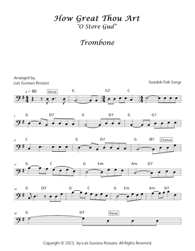 How Great Thou Art (O Store Gud) - Trombone (arr. Luís Gustavo Rossato)