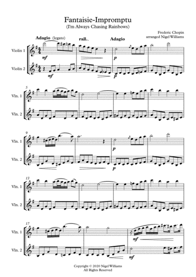 I'm Always Chasing Rainbows, duet for two Violins (arr. Nigel Williams)