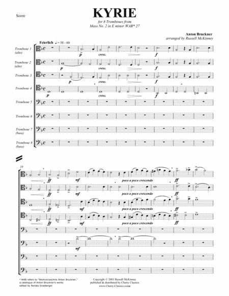 Kyrie from Mass No. 2 in E minor for 8-part Trombone Ensemble (arr. McKinney, Russel)