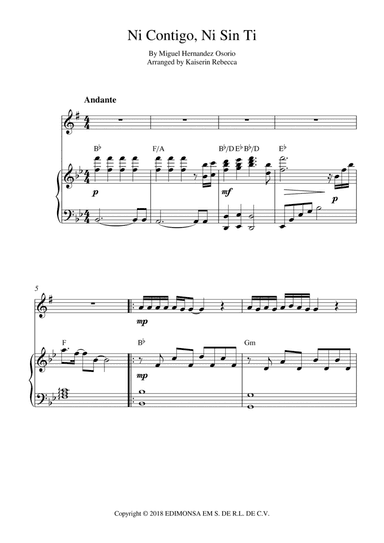 Ni Contigo Ni Sin Ti (arr. Kaiserin Rebecca)