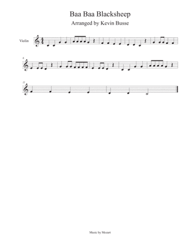 Baa Baa Black Sheep - Violin (arr. Kevin Busse)