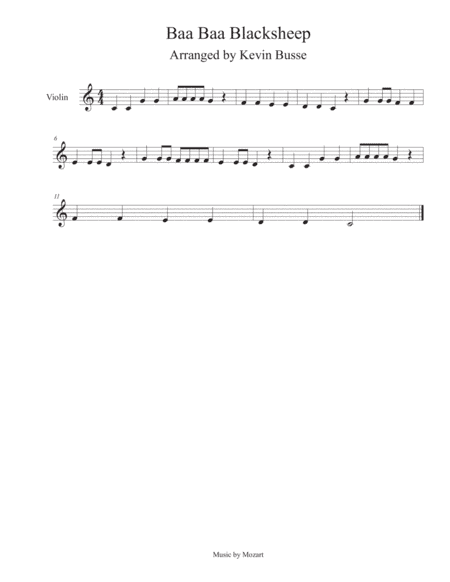 Baa Baa Black Sheep - Violin (arr. Kevin Busse)