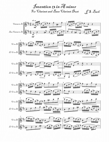 Invention 13 in A Minor (for Clarinet/Bass Clarinet Duet) (arr. Alan McFall)