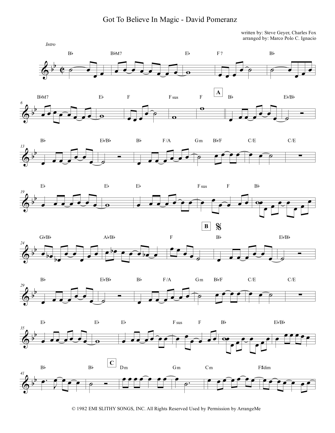 Got To Believe In Magic (arr. Marco Polo C. Ignacio)