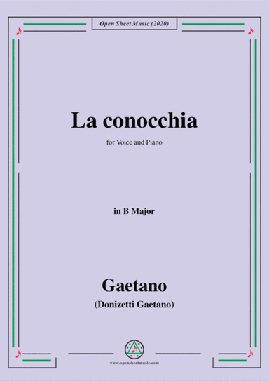 Donizetti-La conocchia,in B Major,for Voice and Piano (arr. MSM)