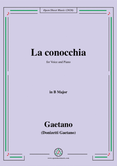 Donizetti-La conocchia,in B Major,for Voice and Piano (arr. MSM)