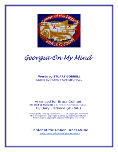 Georgia On My Mind (arr. Gary Fladmoe (ASCAP))