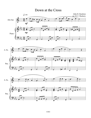 Down at the Cross (alto sax solo) with optional piano accompaniment (arr. B. C. Dockery)