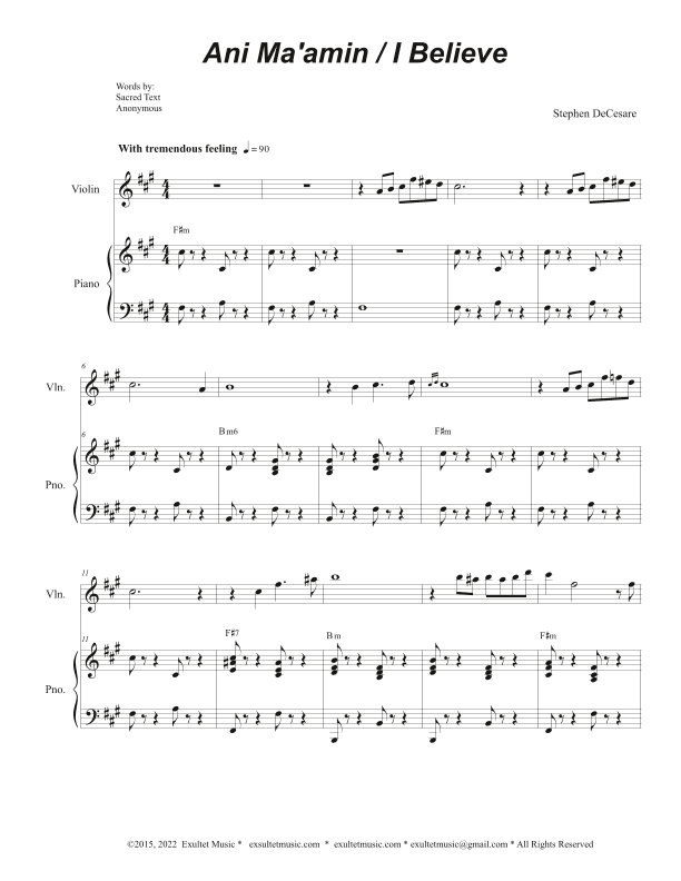 Ani Ma'amin (I Believe) (Tenor Solo with Vocal solo)