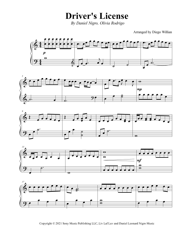 Drivers License (arr. Diego Willian)