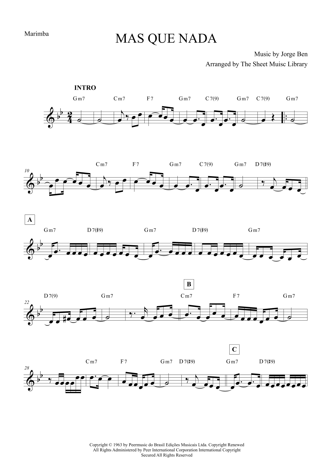 Mas Que Nada (arr. The Sheet Music Library)