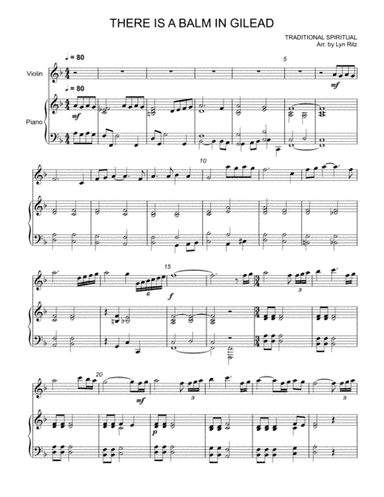 THERE IS A BALM IN GILEAD ARRANGEMENT FOR VIOLIN AND PIANO (arr. Lyn Ritz)