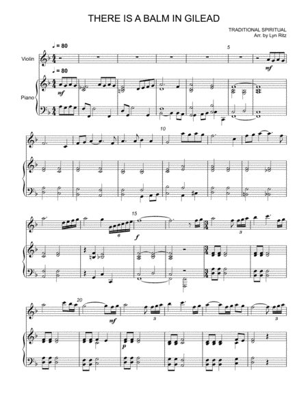 THERE IS A BALM IN GILEAD ARRANGEMENT FOR VIOLIN AND PIANO (arr. Lyn Ritz)