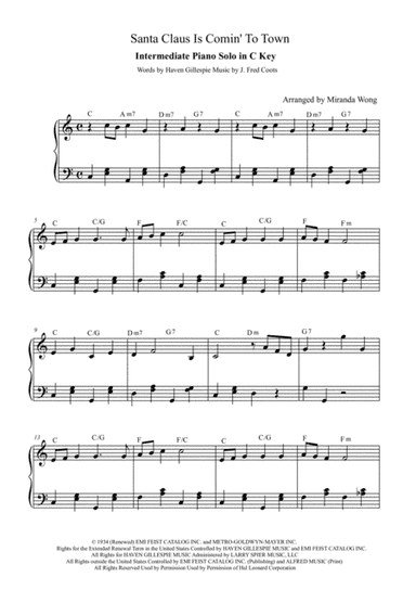 Santa Claus Is Comin' To Town (arr. Miranda Wong)