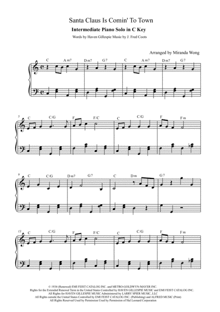 Santa Claus Is Comin' To Town (arr. Miranda Wong)