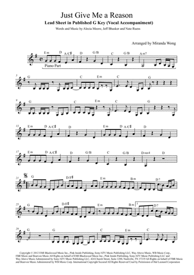 Just Give Me A Reason (arr. Miranda Wong)
