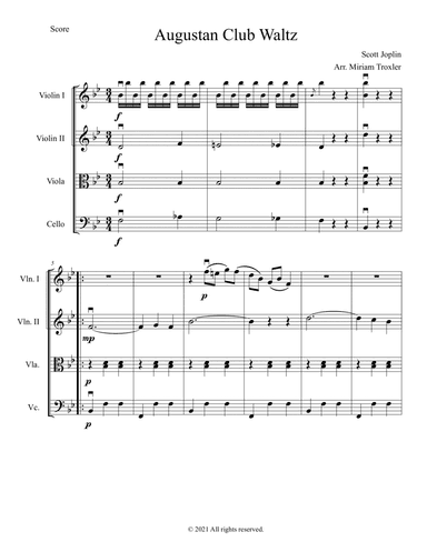 Augustan Club Waltz for String Quartet (arr. Miriam Troxler)