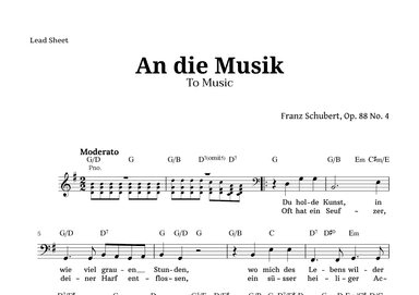 An die Musik by Schubert Lead Sheet (for Low Voice) (arr. Langanho)