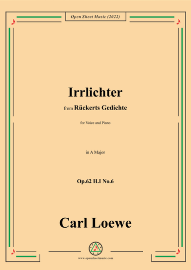 Loewe-Irrlichter,in A Major,Op.62 H.I No.6 (arr. OSM Press)