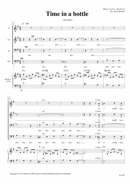 Time In A Bottle (arr. Jetse Bremer)