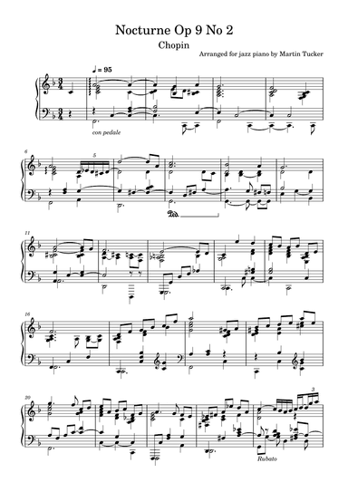 Chopin's Nocturne Op 9 No 2 for jazz piano (arr. Martin Tucker)