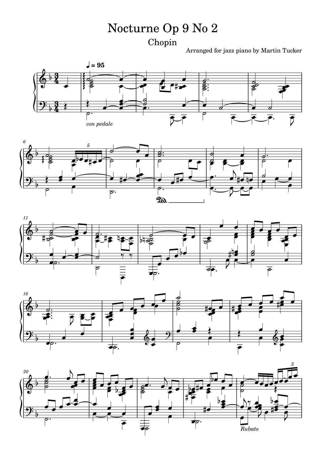 Chopin's Nocturne Op 9 No 2 for jazz piano (arr. Martin Tucker)