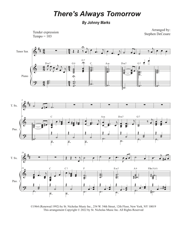 There's Always Tomorrow (arr. Stephen DeCesare)