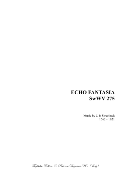 ECHO FANTASIA - SwWv 275 - For Organ (arr. Renato Tagliabue - Marcello Meneguzzo)