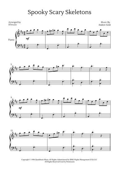 Spooky Scary Skeletons (arr. BTmusic)