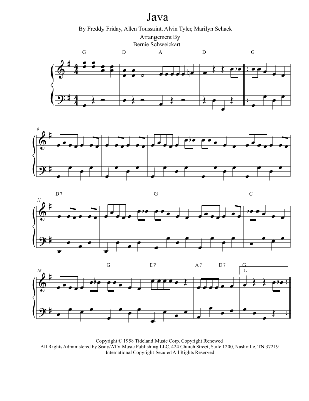 Java (arr. Bernie Schweickart)