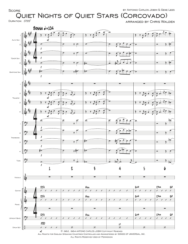 Quiet Nights Of Quiet Stars (corcovado) (arr. Chris Walden)