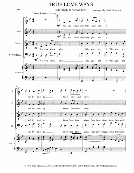 True Love Ways (arr. Paul Hemmer)