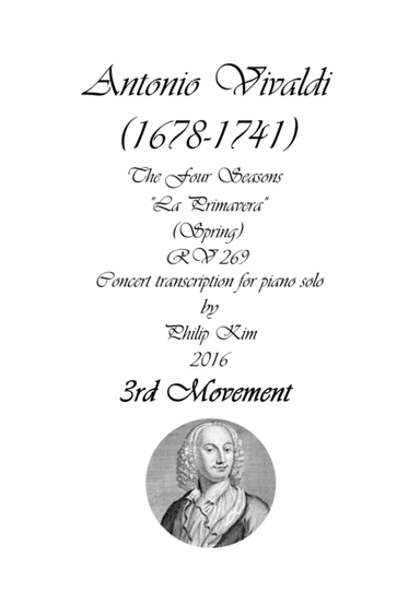 'Spring' (3rd movement) from The Four Seasons by Vivaldi for Piano Solo (arr. Philip Kim)