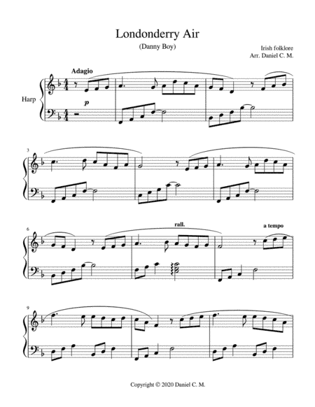 Danny Boy for harp (easy) (arr. Daniel C. M.)