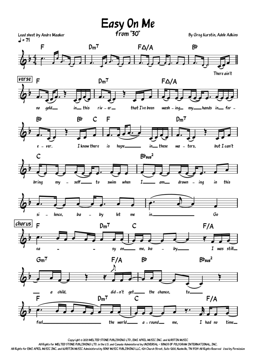 Easy On Me (arr. Andre Maaker)