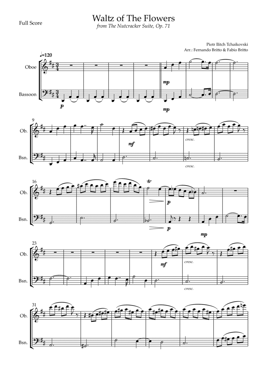 Waltz of The Flowers - from Nutcracker (P. I. Tchaikovsky) for Oboe & Bassoon Duo (arr. Fernando Britto, Fabio Britto)