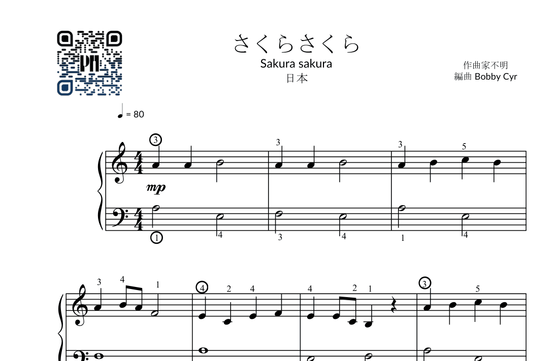 Sakura Sakura - Cherry Blossoms - Japanese Folk Song (arr. Bobby Cyr - Piano Notion)
