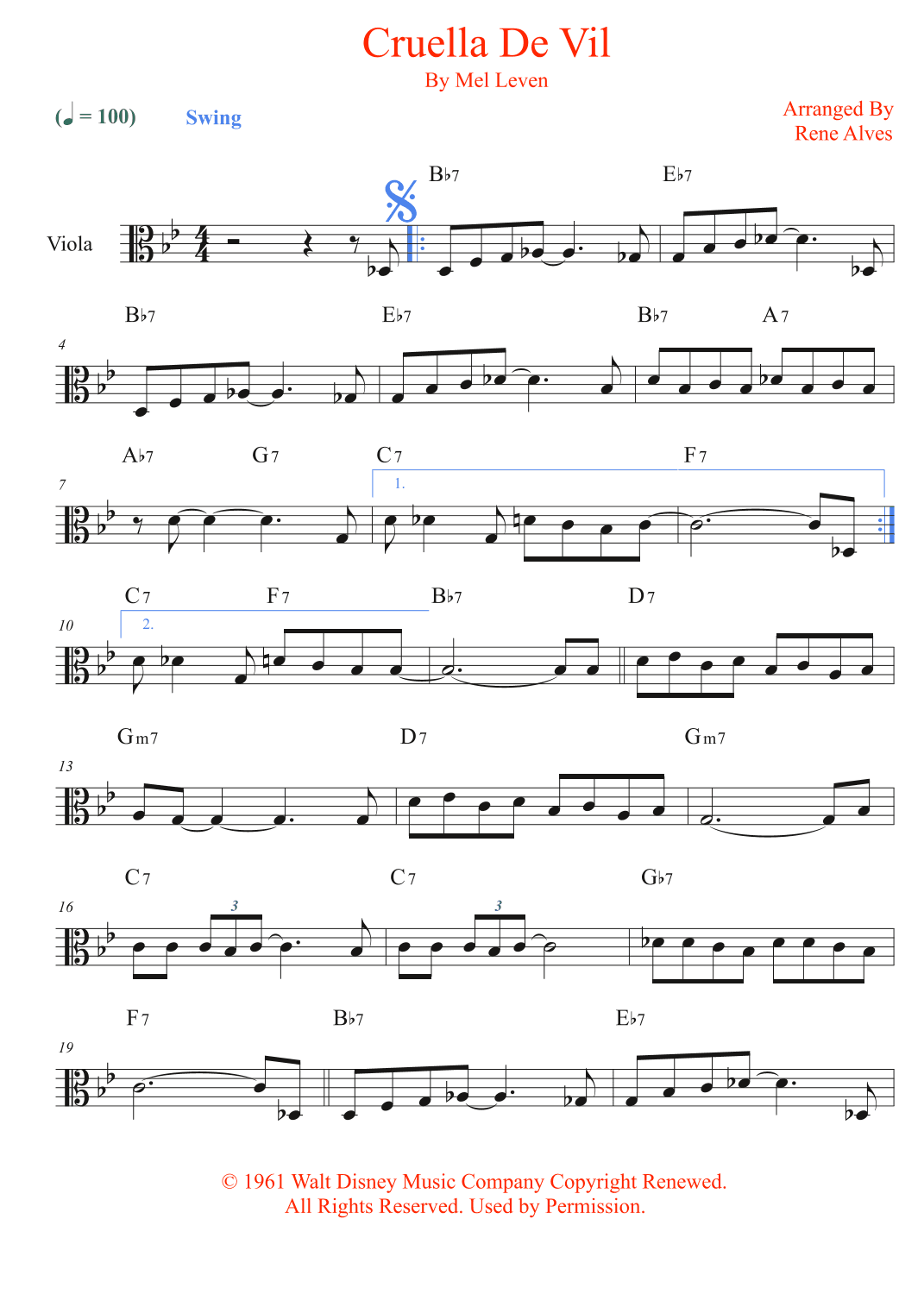 Cruella De Vil (arr. Rene Alves)
