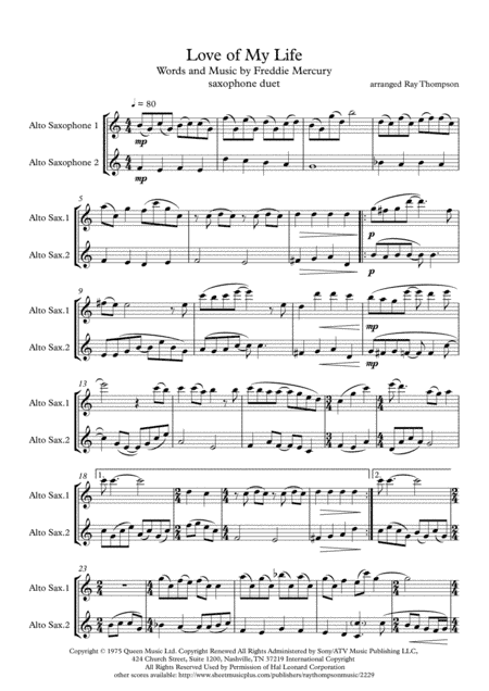 Love Of My Life (arr. Ray Thompson)