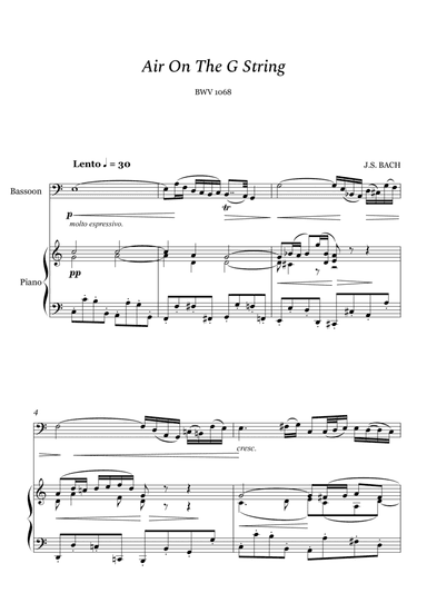 Bach - Air on The G String for Bassoon and Piano (arr. Cássio Silva Chaves)