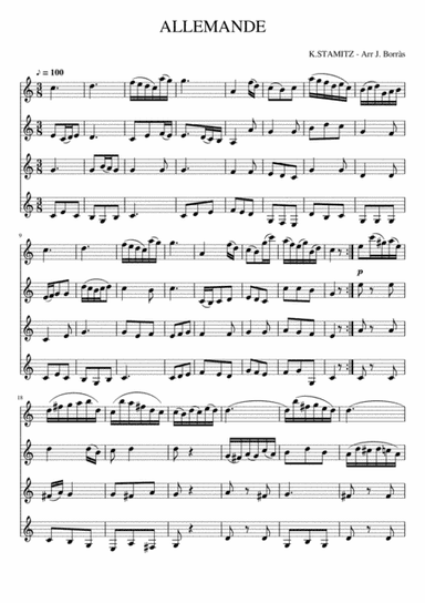 Allemande - Karl Stamitz Arr. 4 Clarinets (arr. Publicado por Joan Borras)