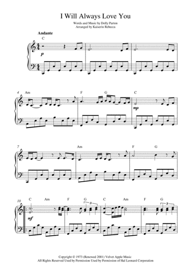 I Will Always Love You (arr. Kaiserin Rebecca)