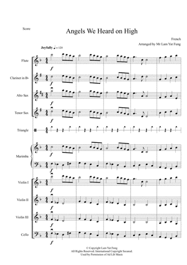 Angels We Heard on High score and parts for beginner orchestra (arr. Lam Yat Fung)