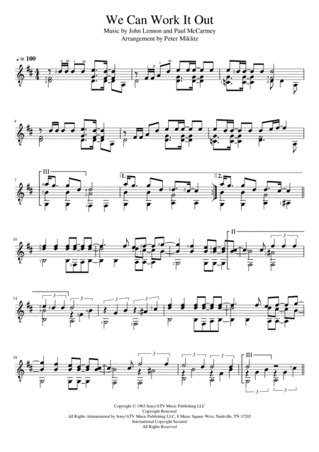 We Can Work It Out (arr. Peter Miklitz)