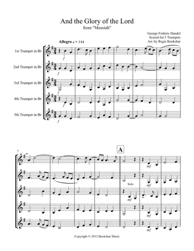 And the Glory of the Lord (from "Messiah") (Trumpet Quintet) (arr. Regis Bookshar)